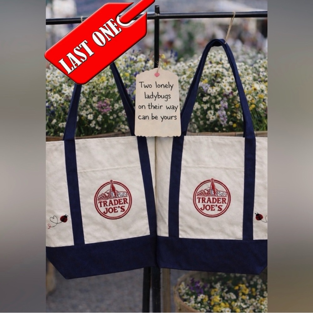 2PACK NWT Trader Joe’s Canvas Tote | Boho Reusable Market Bag | Gift Idea